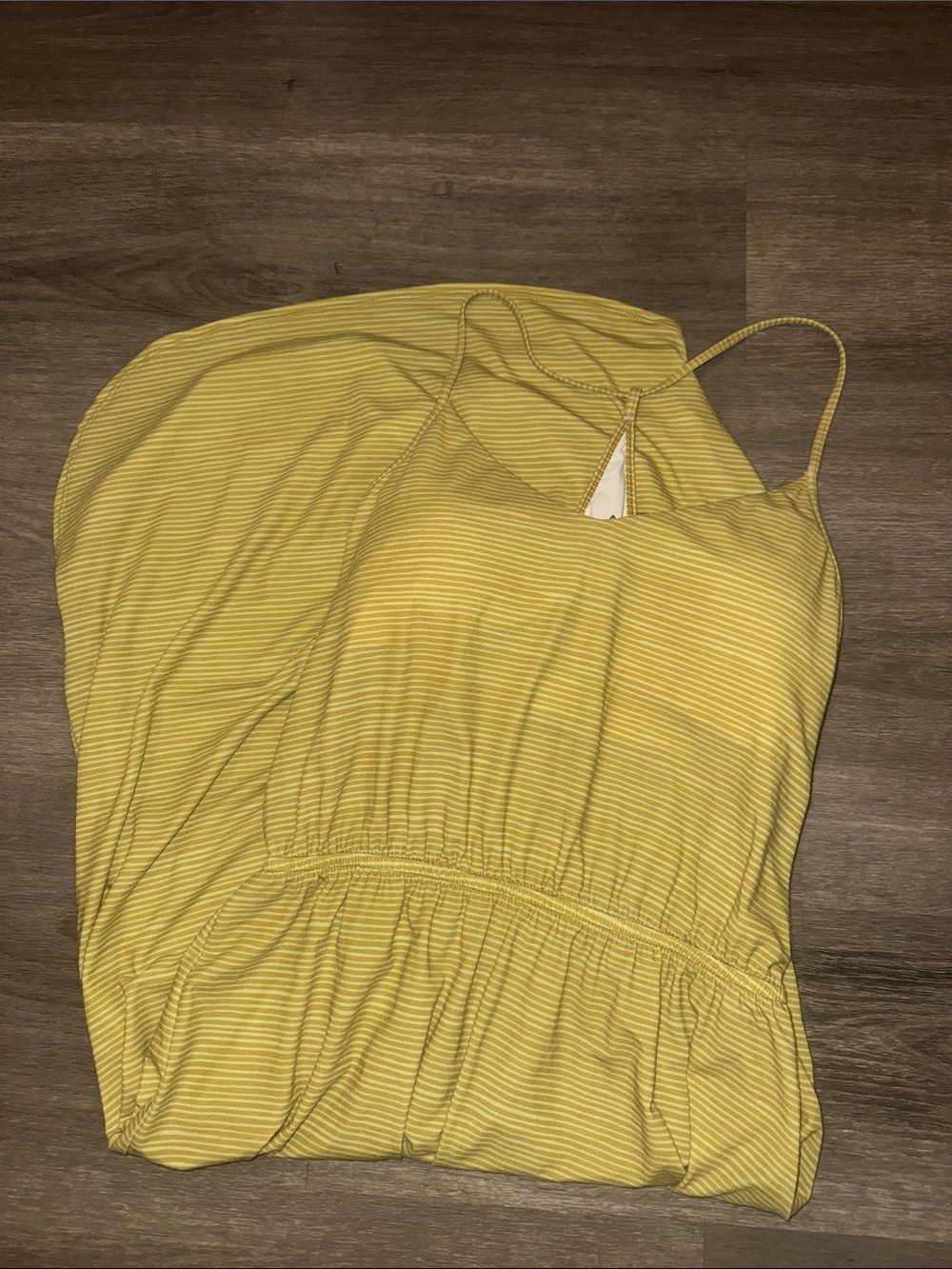 Prana Yellow Striped Midi Dress with Spaghetti Straps